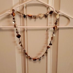Long brown stone necklace